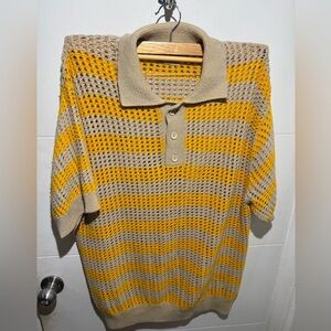 Zara Crochet Top with Yellow and Tan Accents